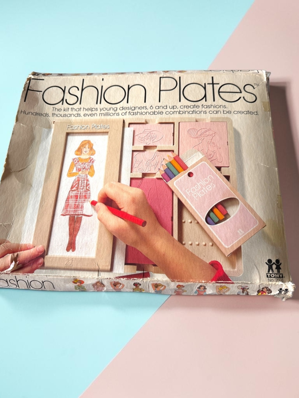 1978 Tomy Fashion Plates Vintage Drawing Kit with Stencils (15 pieces)